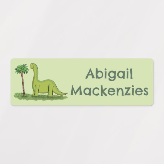 Happy brontosaurus dinosaurus cartoon gepersonalis labels (Design 2)