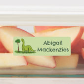 Happy brontosaurus dinosaurus cartoon gepersonalis labels (Aangebracht)