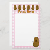 Happy Brown Aardappel Pink Gingham Briefpapier (Voorkant / Achterkant)