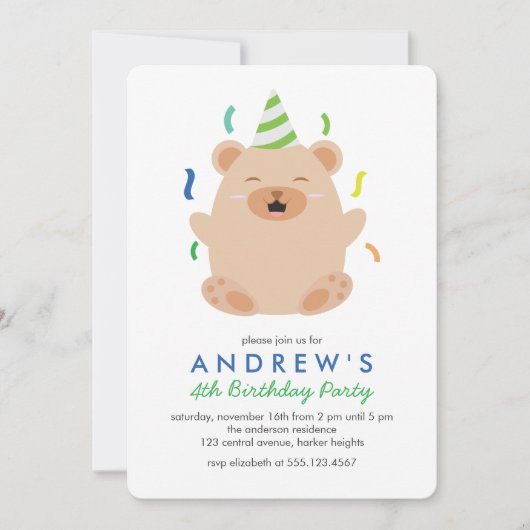 Happy Brown Beer Kinderen Birthday Party Kaart (Voorkant)