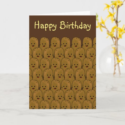 Happy Brown Funny Potaten Kaart (Gele Bloem)