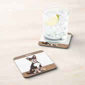 Happy Brown Puppy Dog Bier Onderzetter (Rechterzijde)