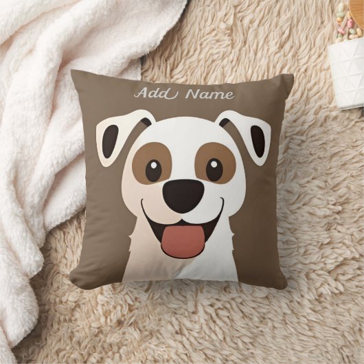 Happy Brown Puppy Dog Kussen (Deken)