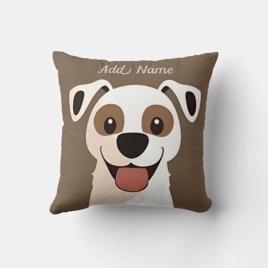 Happy Brown Puppy Dog Kussen (Achterkant)