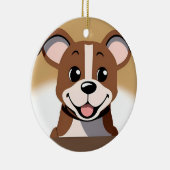 Happy Brown Puppy Hond Glimlachend Helder Keramisch Ornament (Rechts)