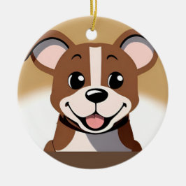 Happy Brown Puppy Hond Glimlachend Helder Keramisch Ornament