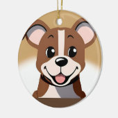 Happy Brown Puppy Hond Glimlachend Helder Keramisch Ornament (Links)