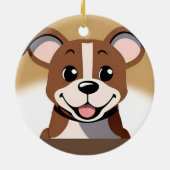 Happy Brown Puppy Hond Glimlachend Helder Keramisch Ornament (Achterkant)