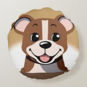 Happy Brown Puppy Hond Glimlachend Helder Rond Kussen (Achterkant)