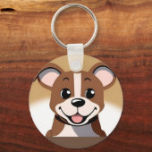 Happy Brown Puppy Hond Glimlachend Helder Sleutelhanger (Achterkant)