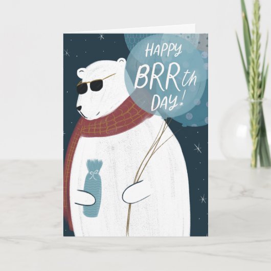 Happy BRRth Day Polar Beer Verjaardag Wenskaart Kaart (Voorkant)