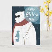 Happy BRRth Day Polar Beer Verjaardag Wenskaart Kaart (Gele Bloem)