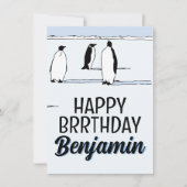 Happy BRRthday Pinguïn Winter Verjaardag Cool Naam Kaart (Voorkant)