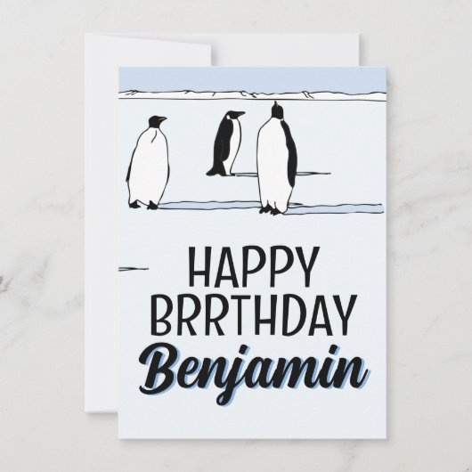 Happy BRRthday Pinguïn Winter Verjaardag Cool Naam Kaart (Voorkant)