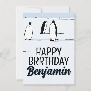 Happy BRRthday Pinguïn Winter Verjaardag Cool Naam Kaart