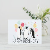Happy BRRthday Pinguïn Winter Verjaardagsballonnen Kaart (Staand voorkant)