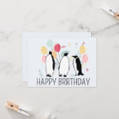 Happy BRRthday Pinguïn Winter Verjaardagsballonnen Kaart (Voorkant / Achterkant in situ)