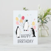 Happy BRRthday Pinguïn Winter Verjaardagsballonnen Kaart (Staand voorkant)