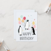 Happy BRRthday Pinguïn Winter Verjaardagsballonnen Kaart (Voorkant / Achterkant in situ)