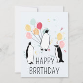 Happy BRRthday Pinguïn Winter Verjaardagsballonnen Kaart (Voorkant)