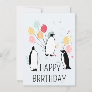 Happy BRRthday Pinguïn Winter Verjaardagsballonnen Kaart
