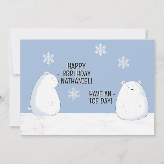 Happy BRRthday Polar Beer Winter Verjaardagsnaam Kaart (Voorkant)