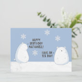 Happy BRRthday Polar Beer Winter Verjaardagsnaam Kaart (Staand voorkant)