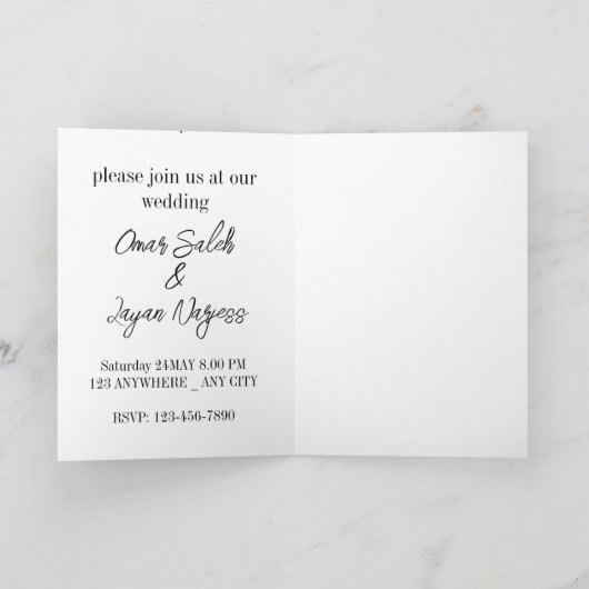 Happy bruiloft-uitnodiging (Binnen)