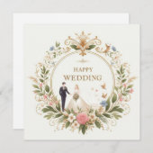 Happy bruiloft wenskaart feestdagenkaart (Voorkant / Achterkant)
