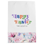 Happy Brunch Typografie Pastel Bloemen Patroon Medium Cadeauzakje (Voorkant)