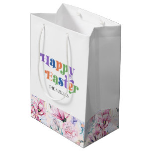 Happy Brunch Typografie Pastel Bloemen Patroon Medium Cadeauzakje