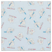 Happy Brushing Teeth Pattern Stof (Close Up)