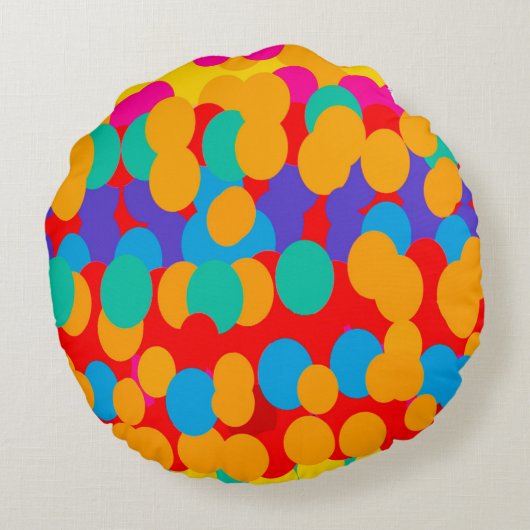 HAPPY BUBBLE PATTERNS MIXED COLORS ROND KUSSEN (Achterkant)