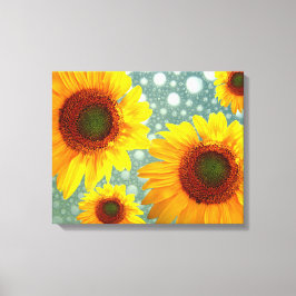 Happy Bubble Sunflower Canvas Afdruk
