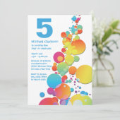 Happy Bubbles Birthday Party Invitation Kaart (Staand voorkant)