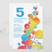 Happy Bubbles Birthday Party Invitation Kaart (Voorkant / Achterkant)