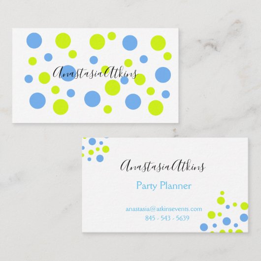 Happy Bubbles Blauw Geel Patroon Visitekaartje (Voorkant / Achterkant)