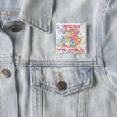 Happy Bubbles nummer drie, drie verjaardag Vierkante Button 5,1 Cm (In situ)