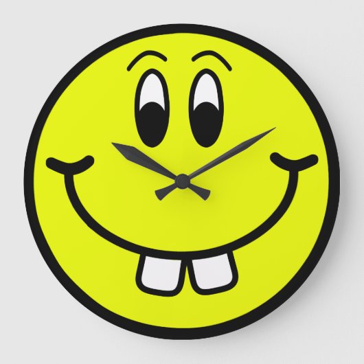 Happy Buck Tooth Smilling Face Wall Clock Grote Klok (Voorkant)