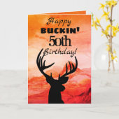 Happy Buckin 50th Birthday Hunting Kaart (Gele Bloem)