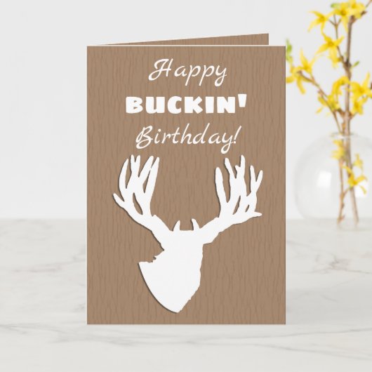 Happy Buckin Birthday Hunting Kaart (Gele Bloem)