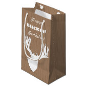 Happy Buckin Birthday Hunting Klein Cadeauzakje (Voorkant Gekanteld)