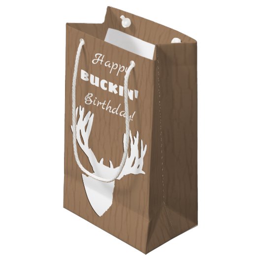 Happy Buckin Birthday Hunting Klein Cadeauzakje (Voorkant Gekanteld)