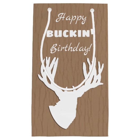 Happy Buckin Birthday Hunting Klein Cadeauzakje (Voorkant)