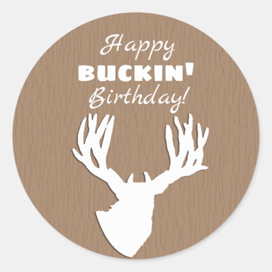 Happy Buckin' Birthday Hunting Ronde Sticker (Voorkant)