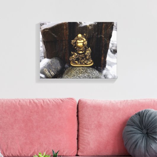 Happy Buddha Among the Crashing Waves Canvas Afdruk (Insitu (Woonkamer))