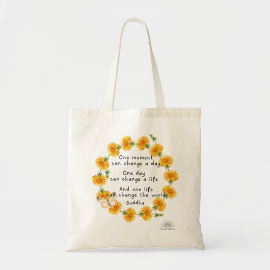 Happy Buddha citaat Tote Bag (Voorkant)