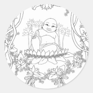 Happy Buddha met Lotus Ronde Sticker