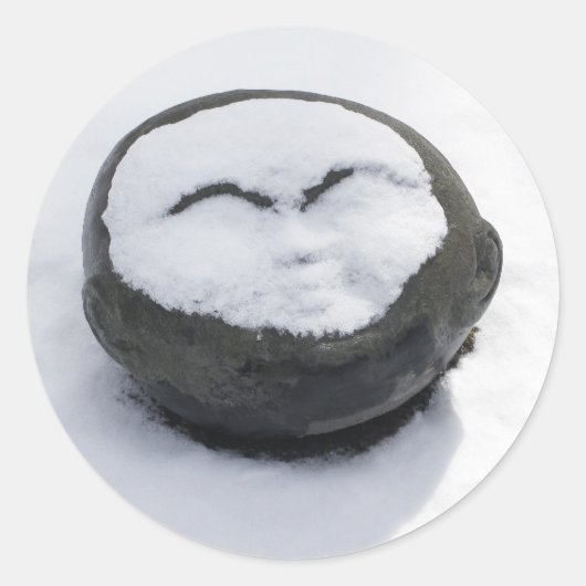 Happy Buddha met sneeuwliefhebber Ronde Sticker (Voorkant)