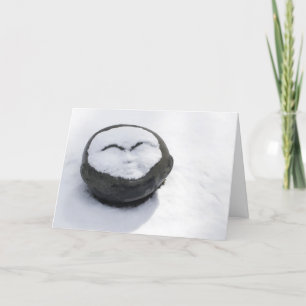 Happy Buddha met Snow Facial New Year-kaart Feestdagen Kaart